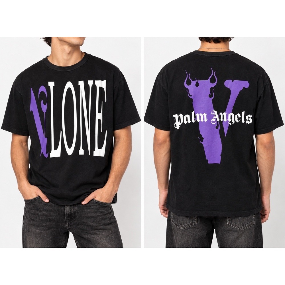 VLONE x Palm Angels Black Purple Graphic T-Shirt Men’s L